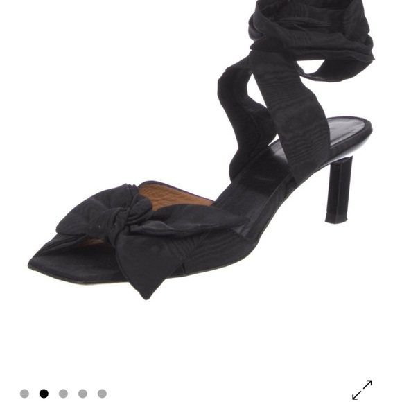 NIB Ganni Black Soft Bow Bow-Tie Heel Sandals - Picture 15 of 16